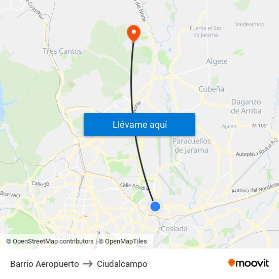 Barrio Aeropuerto to Ciudalcampo map