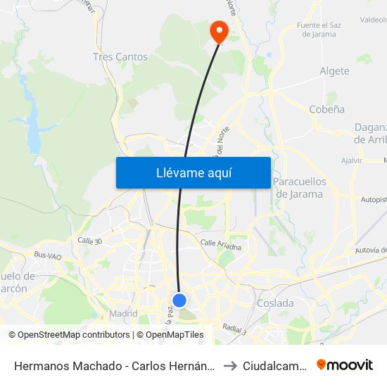 Hermanos Machado - Carlos Hernández to Ciudalcampo map