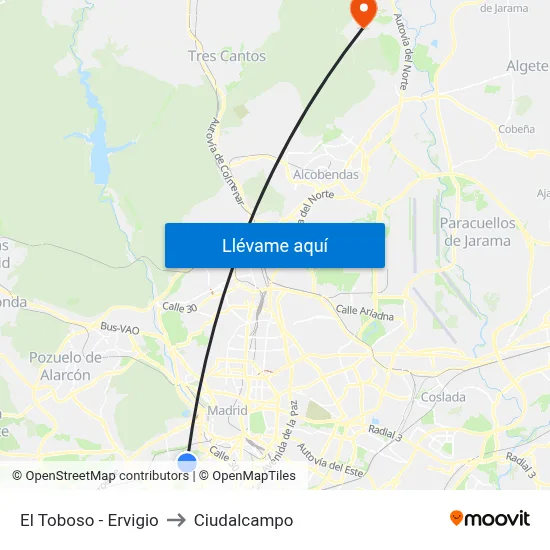 El Toboso - Ervigio to Ciudalcampo map