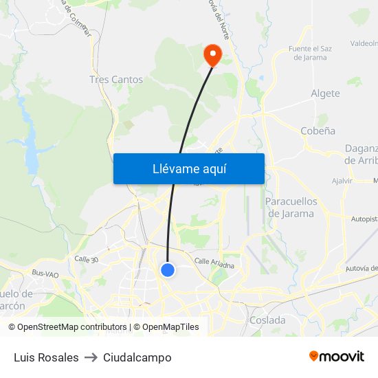 Luis Rosales to Ciudalcampo map