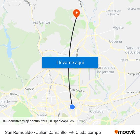 San Romualdo - Julián Camarillo to Ciudalcampo map