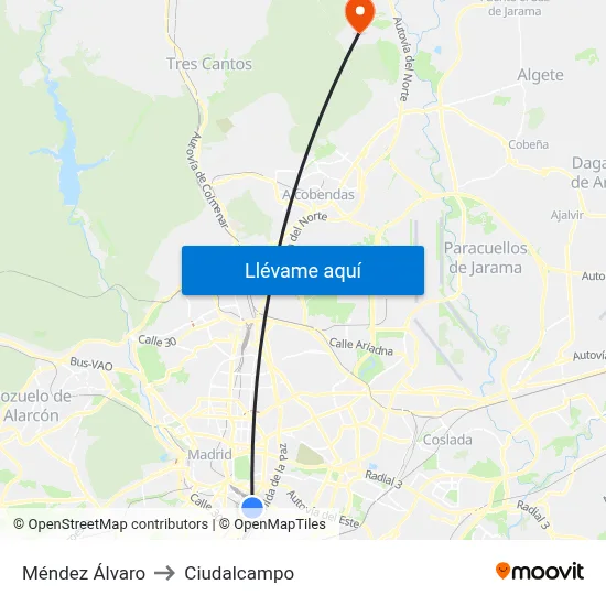 Méndez Álvaro to Ciudalcampo map