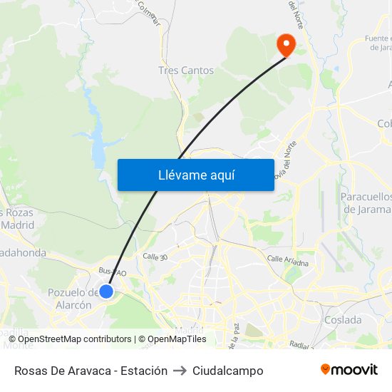 Rosas De Aravaca - Estación to Ciudalcampo map