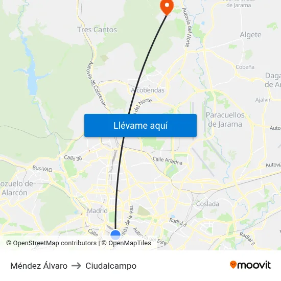 Méndez Álvaro to Ciudalcampo map