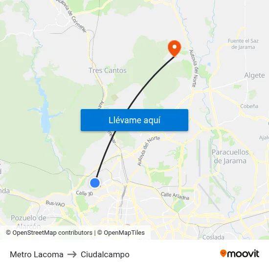 Metro Lacoma to Ciudalcampo map