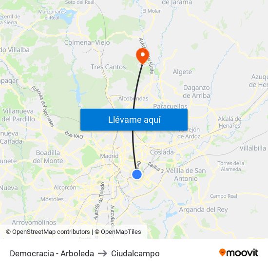 Democracia - Arboleda to Ciudalcampo map