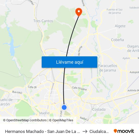 Hermanos Machado - San Juan De La Cuesta to Ciudalcampo map