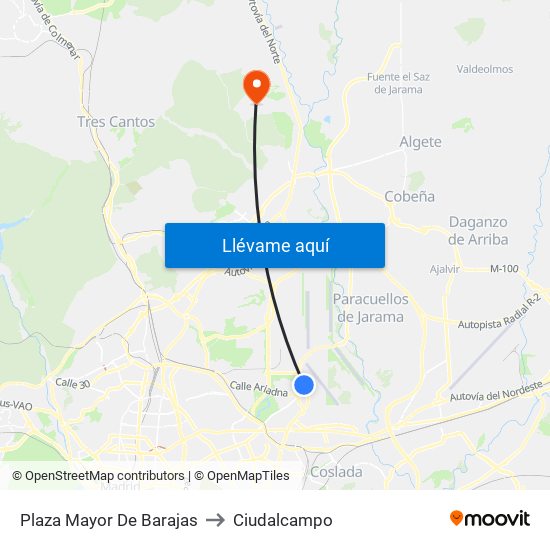 Plaza Mayor De Barajas to Ciudalcampo map