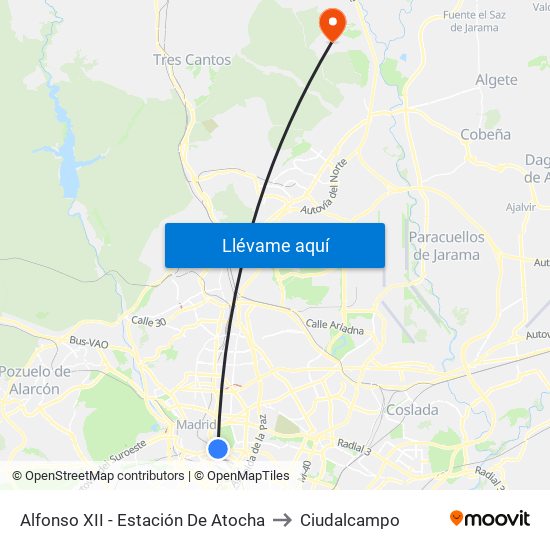Alfonso XII - Estación De Atocha to Ciudalcampo map