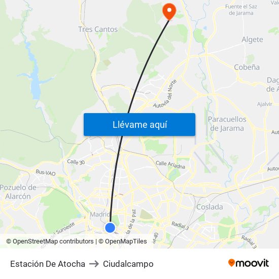 Estación De Atocha to Ciudalcampo map