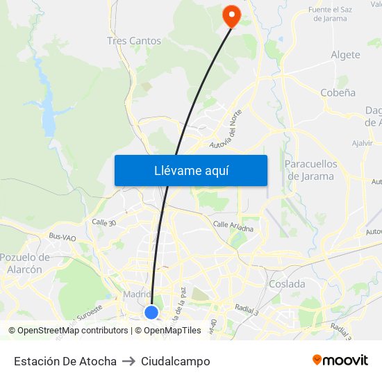 Estación De Atocha to Ciudalcampo map