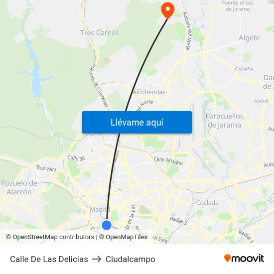 Calle De Las Delicias to Ciudalcampo map
