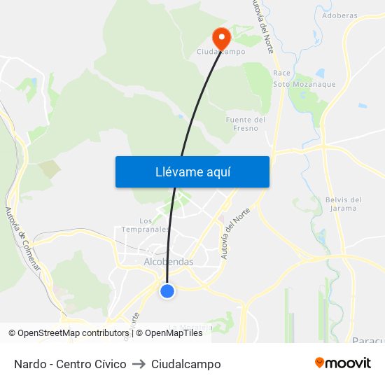 Nardo - Centro Cívico to Ciudalcampo map