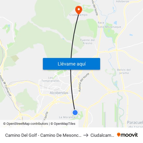 Camino Del Golf - Camino De Mesoncillos to Ciudalcampo map