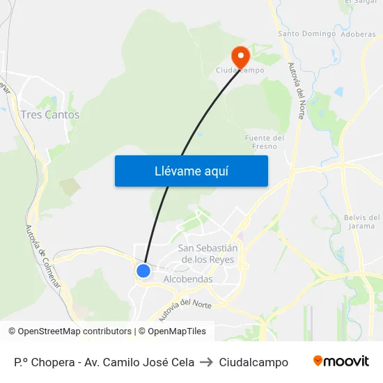 P.º Chopera - Av. Camilo José Cela to Ciudalcampo map