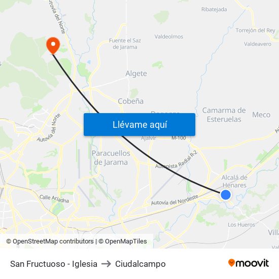 San Fructuoso - Iglesia to Ciudalcampo map