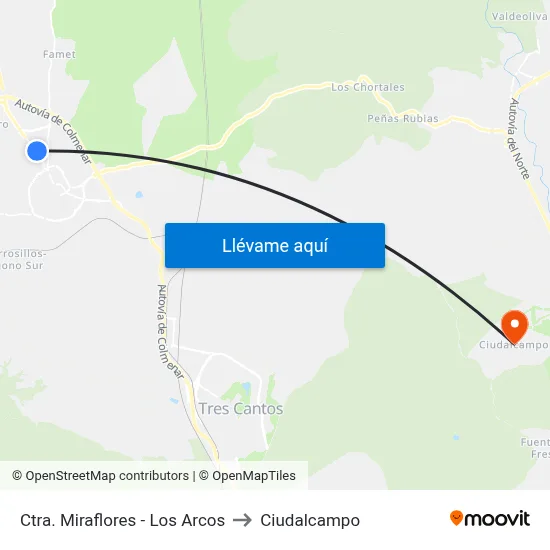 Ctra. Miraflores - Los Arcos to Ciudalcampo map