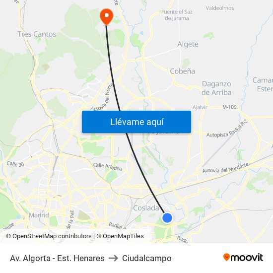Av. Algorta - Est. Henares to Ciudalcampo map