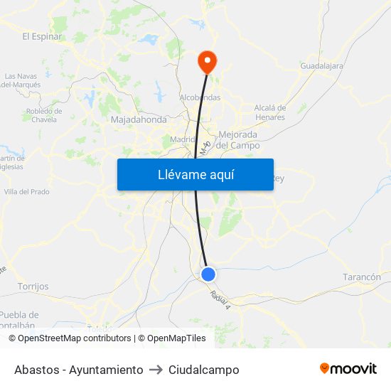 Abastos - Ayuntamiento to Ciudalcampo map