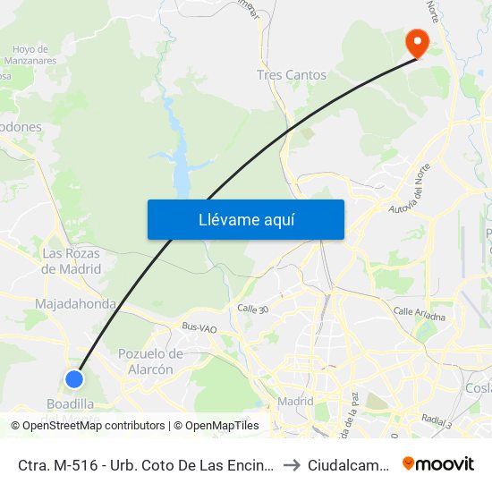 Ctra. M-516 - Urb. Coto De Las Encinas to Ciudalcampo map