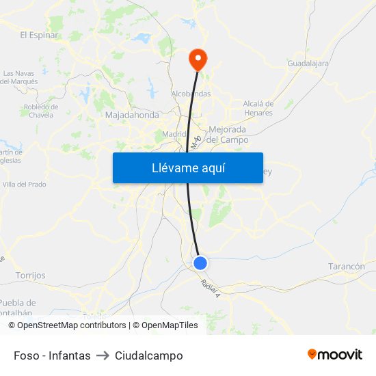 Foso - Infantas to Ciudalcampo map