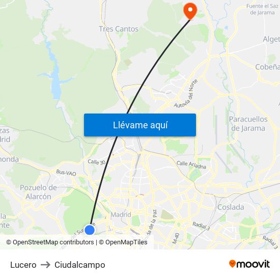 Lucero to Ciudalcampo map