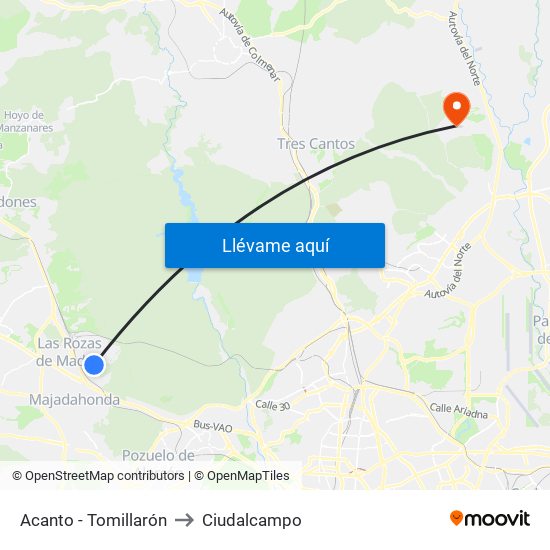 Acanto - Tomillarón to Ciudalcampo map