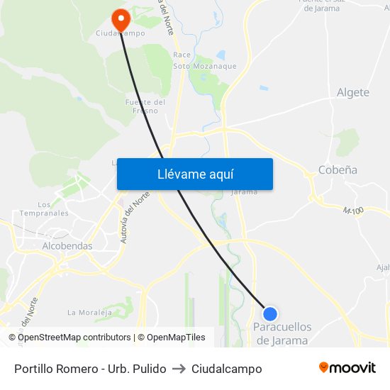 Portillo Romero - Urb. Pulido to Ciudalcampo map