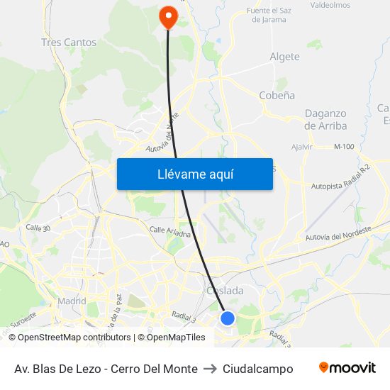 Av. Blas De Lezo - Cerro Del Monte to Ciudalcampo map