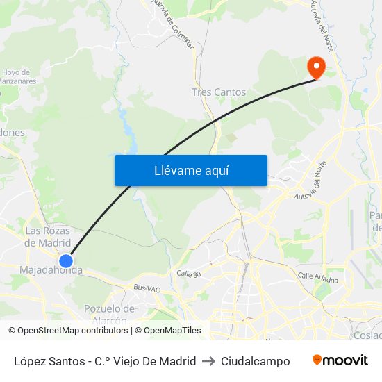 López Santos - C.º Viejo De Madrid to Ciudalcampo map