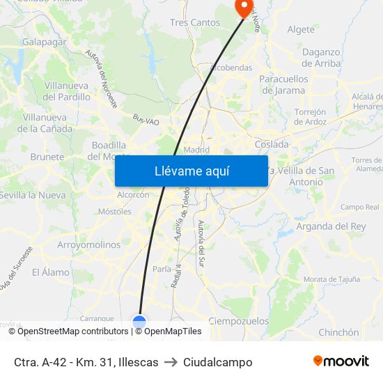 Ctra. A-42 - Km. 31, Illescas to Ciudalcampo map