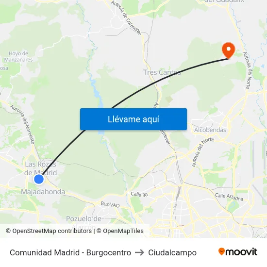 Comunidad Madrid - Burgocentro to Ciudalcampo map