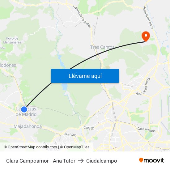 Clara Campoamor - Ana Tutor to Ciudalcampo map