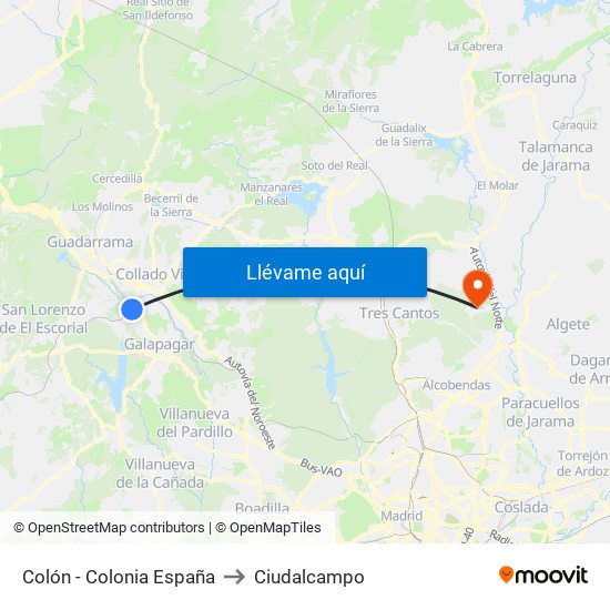 Colón - Colonia España to Ciudalcampo map