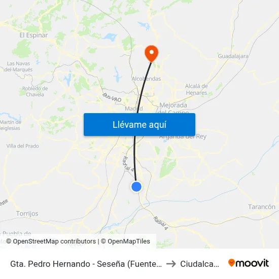 Gta. Pedro Hernando - Seseña (Fuente Nueva) to Ciudalcampo map