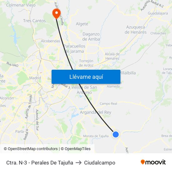 Ctra. N-3 - Perales De Tajuña to Ciudalcampo map