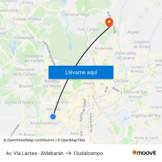 Av. Vía Láctea - Aldebarán to Ciudalcampo map