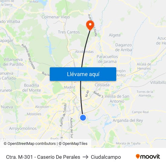 Ctra. M-301 - Caserío De Perales to Ciudalcampo map