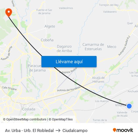 Av. Urba - Urb. El Robledal to Ciudalcampo map