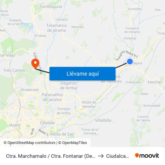 Ctra. Marchamalo / Ctra. Fontanar (Después) to Ciudalcampo map