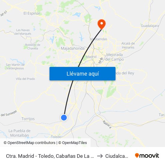 Ctra. Madrid - Toledo, Cabañas De La Sagra to Ciudalcampo map