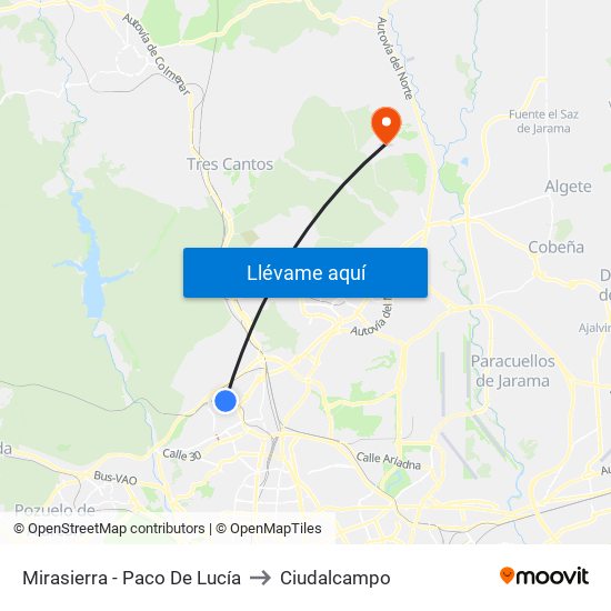 Mirasierra - Paco De Lucía to Ciudalcampo map