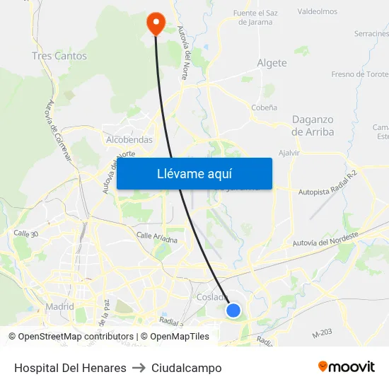 Hospital Del Henares to Ciudalcampo map
