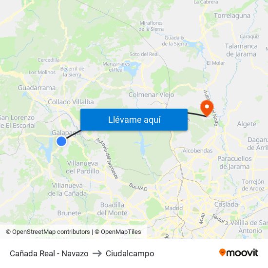 Cañada Real - Navazo to Ciudalcampo map
