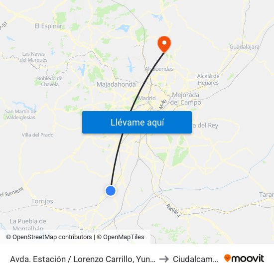 Avda. Estación / Lorenzo Carrillo, Yuncler to Ciudalcampo map