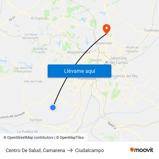 Centro De Salud, Camarena to Ciudalcampo map