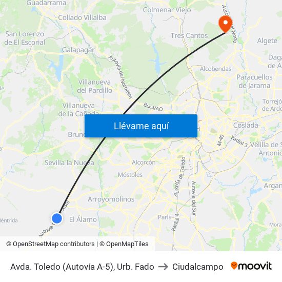 Avda. Toledo (Autovía A-5), Urb. Fado to Ciudalcampo map