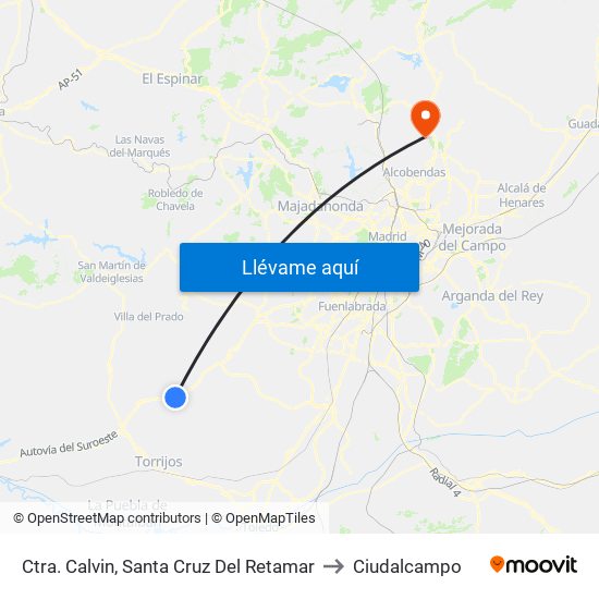 Ctra. Calvin, Santa Cruz Del Retamar to Ciudalcampo map