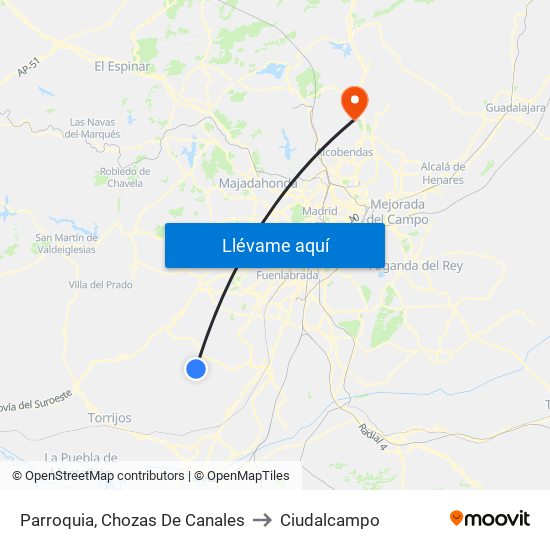 Parroquia, Chozas De Canales to Ciudalcampo map