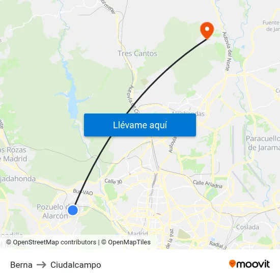 Berna to Ciudalcampo map